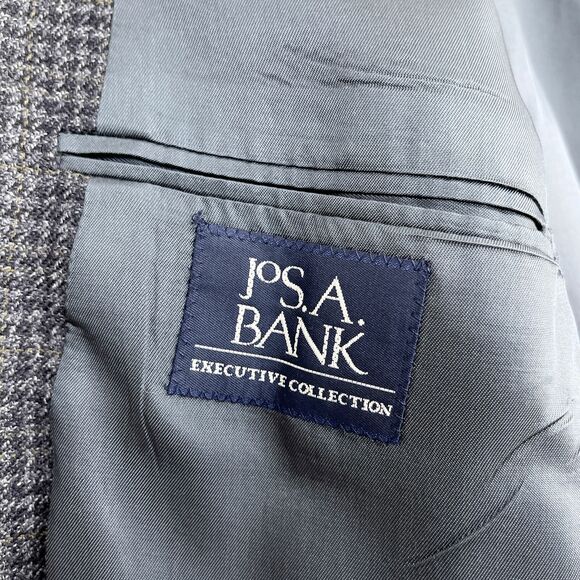 Jos A Bank Wool Tweed Sport Coat Gray Glen Check Plaid Mens 39R 39 Regular - Picture 8 of 10